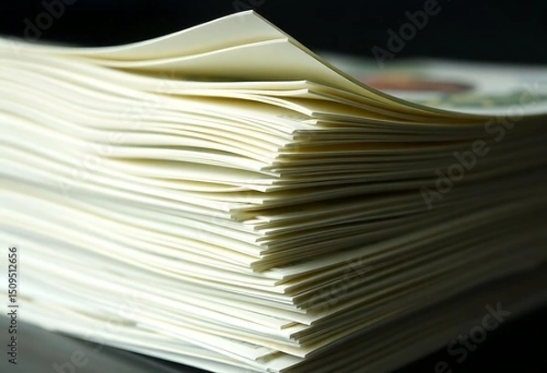 Fototapeta stack of papers sitting on top of a table