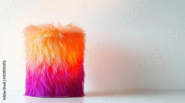 Fototapeta A sleek modern lamp with colourful fur on white background