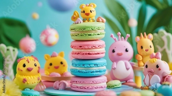 Fototapeta A stack of colourful cookies