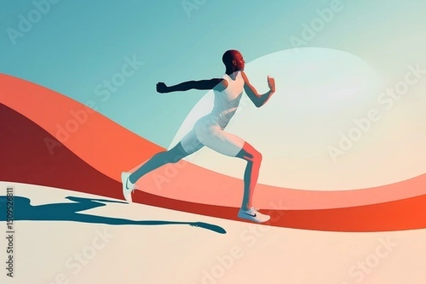 Fototapeta running on the beach