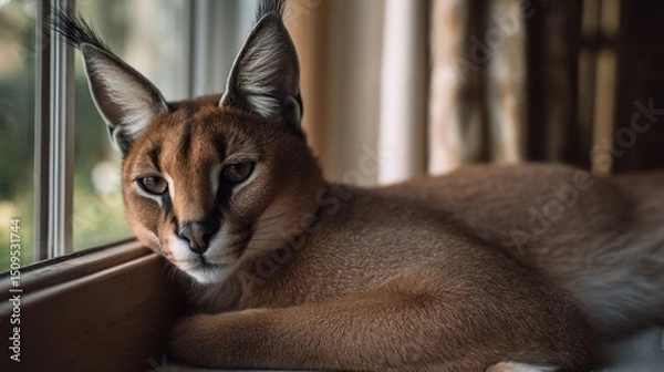 Obraz Serval cat by window