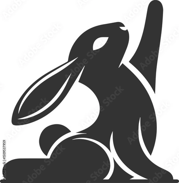 Fototapeta Cute animal vector drawing silhouette of a rabbit isolated graphics element