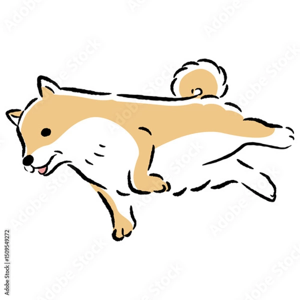 Obraz 横たわるシニア犬の手描きイラスト