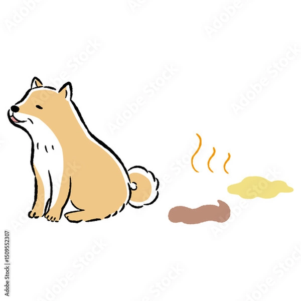Obraz おもらしするシニア犬のイメージイラスト