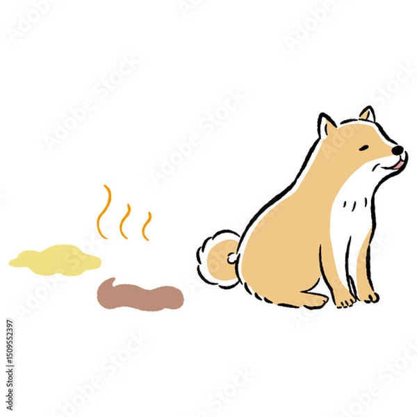 Obraz おもらしするシニア犬のイメージイラスト