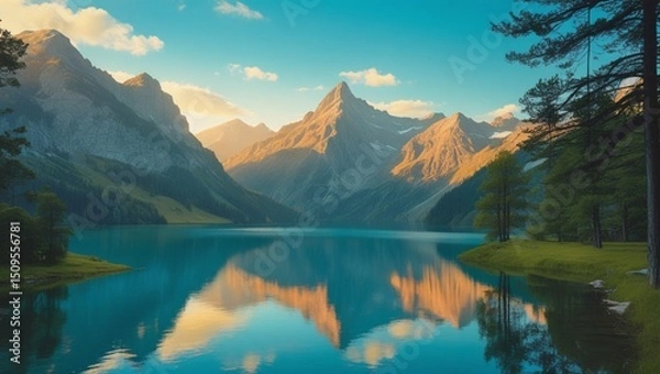 Fototapeta mountain lake reflection