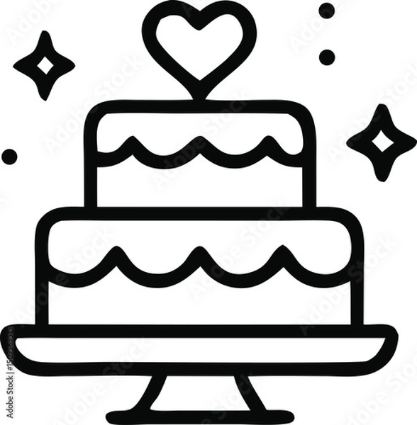 Obraz Twotiered wedding cake with a heart topper, perfect for wedding invitations, bridal blogs, bakery promotions, and Valentines Day designs