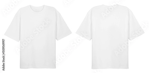 Obraz White T-shirts front and back used as design template.