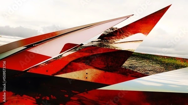 Obraz Abstract Red Geometric Shapes Landscape Design