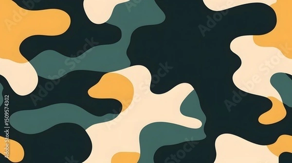 Obraz Abstract Camouflage Pattern Background Design Mustard Yellow Green Beige