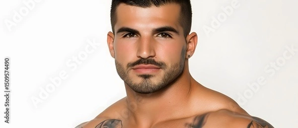 Obraz Handsome Muscular Man Portrait Studio Shot