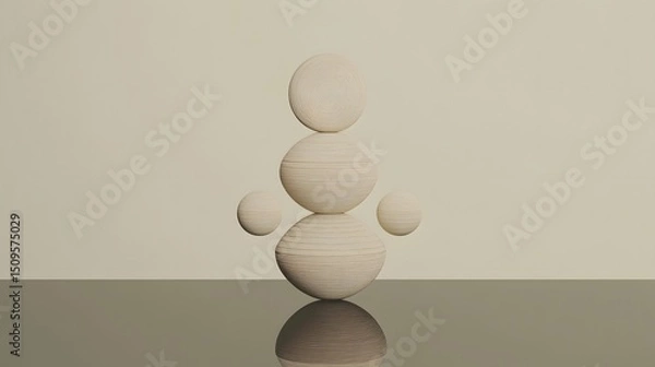 Obraz Beige Sphere Balance Abstract Minimalist Art 3D Render