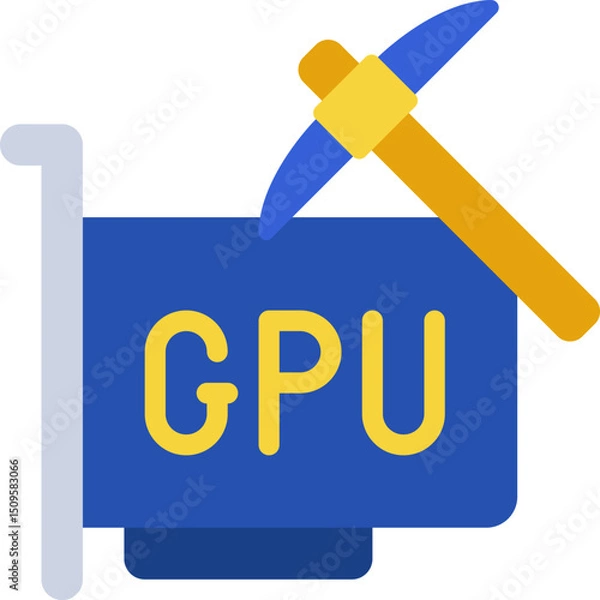 Fototapeta High Resolution GPU Icon with Pickaxe for Digital Hardware and Computer Graphics