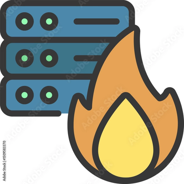 Fototapeta Data Security and Backup Technology with Fire Prevention Symbols