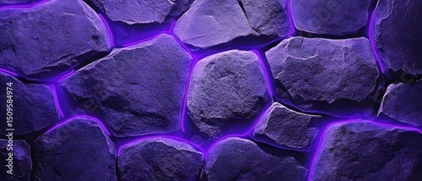 Obraz Purple Neon Glowing Stone Wall Texture Background
