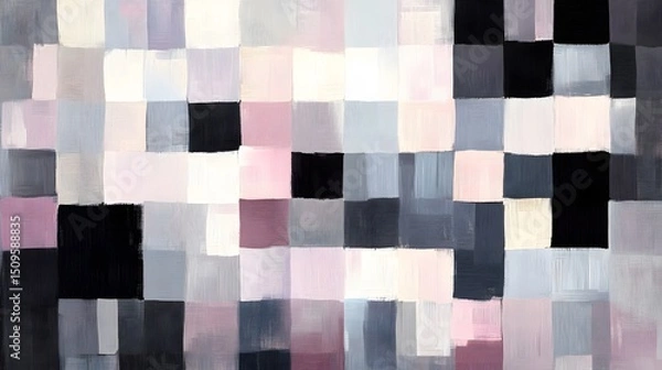 Obraz Abstract Pink Grey Black Geometric Art Canvas Painting