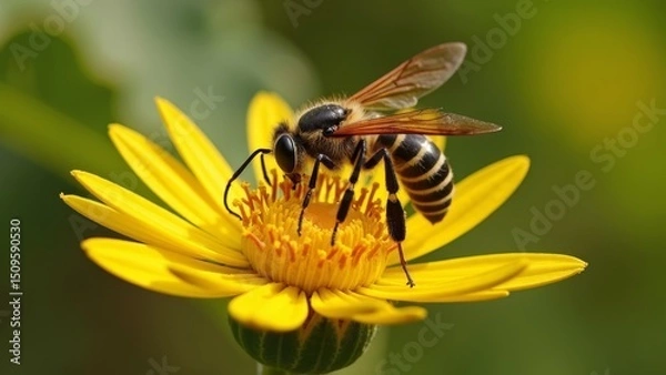 Fototapeta Close up of bees on flowers