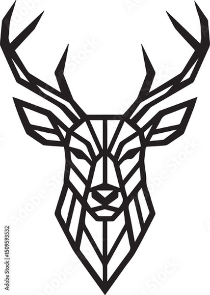 Fototapeta Fox sitting with tail curled in minimalist line style