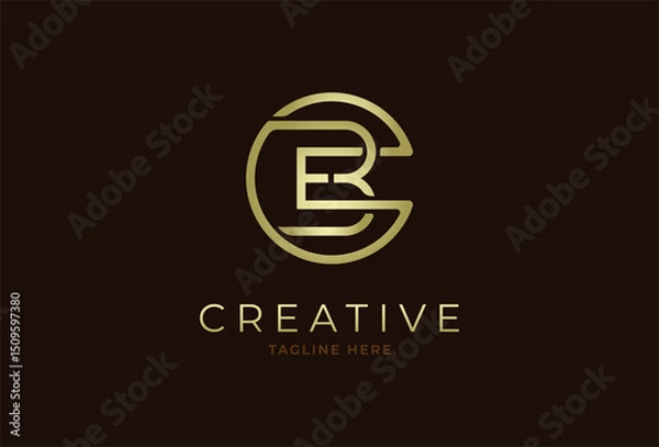 Fototapeta Abstract initial letter C, B and E logo,circle line and letter CBE combination, usable for branding and business logos, Flat Logo Design Template, vector illustration