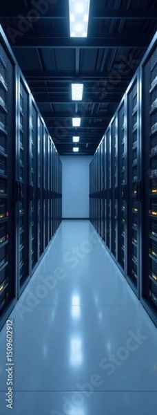 Fototapeta High-Tech Computing and Digital Infrastructure. Excellent for use in annual reports for tech companies, marketing materials for data services