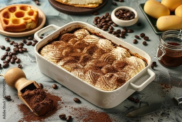 Obraz Delicious tiramisu crafted with love in a cozy kitchen setting