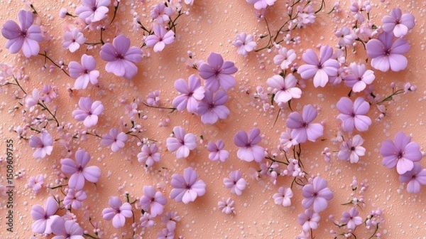 Obraz Floral pattern with purple flowers on a textured background.