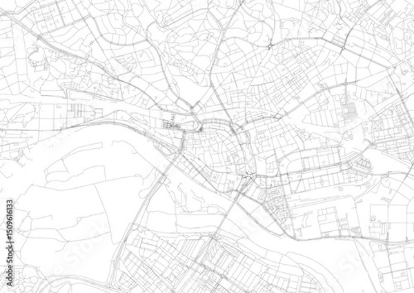 Obraz Zoomed-In Vector Map of Arnhem – Detailed Highway Layout for Close-Up Urban Planning, Traffic Analysis, and Infrastructure Development