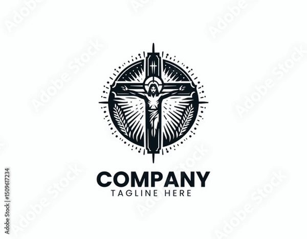 Obraz Profound Jesus Christ on Cross Depiction Sacrifice Faith Vector Logo Design