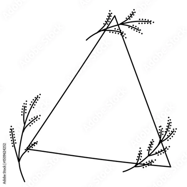 Fototapeta asthetic triangle frame with floral