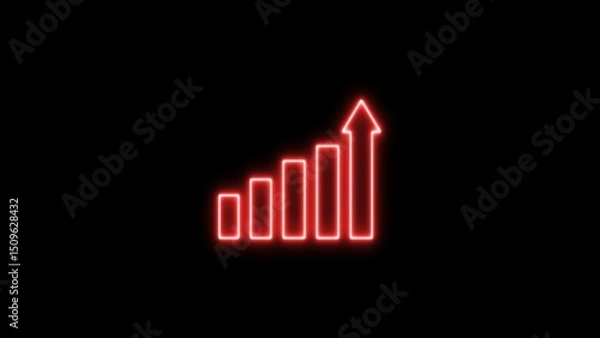 Obraz Neon line business graph. Upward pointing arrow icon illustration. business chart growth illustration.