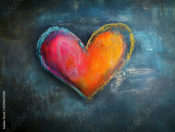Fototapeta Blackboard art showcasing a creative heart drawn with chalk