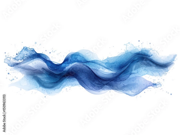 Fototapeta The image is a blue wave with white background