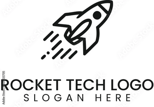 Fototapeta Simple Rocket Tech Startup Logo Design Icon app fast line   