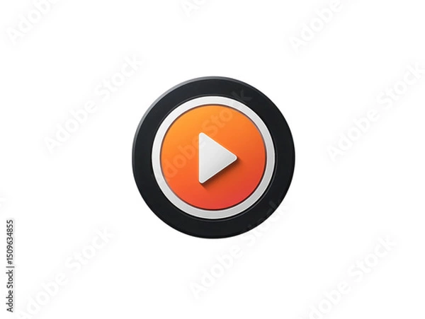 Fototapeta A play button with a black circle and orange border