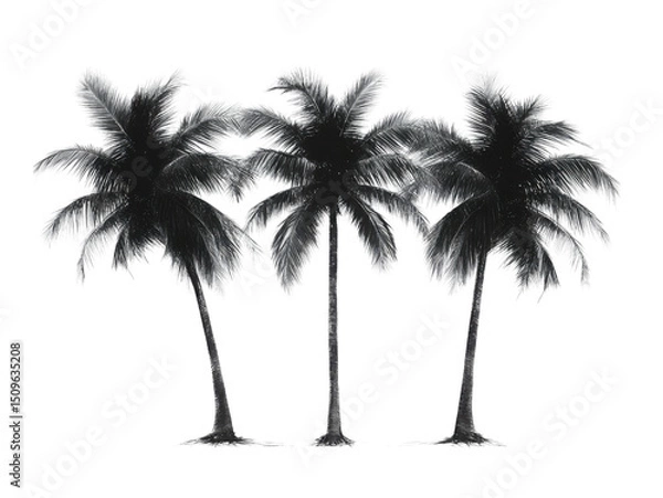 Fototapeta Three palm trees are standing in a row