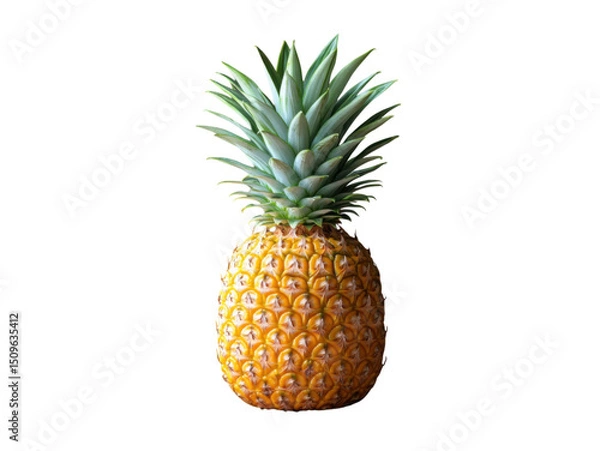 Fototapeta A large pineapple sits on a white background