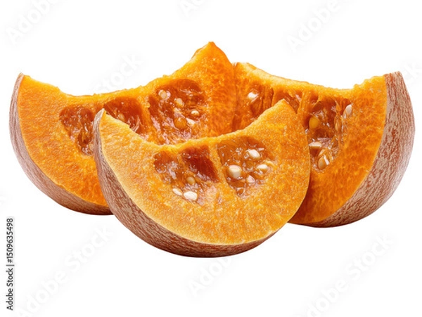 Fototapeta Three slices of orange with seeds on the inside