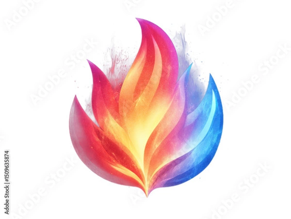 Fototapeta A colorful flame with blue, red and yellow colors