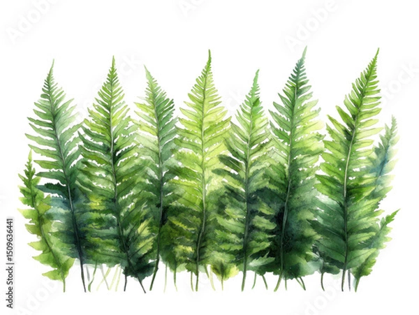 Fototapeta A painting of a forest with many green leaves
