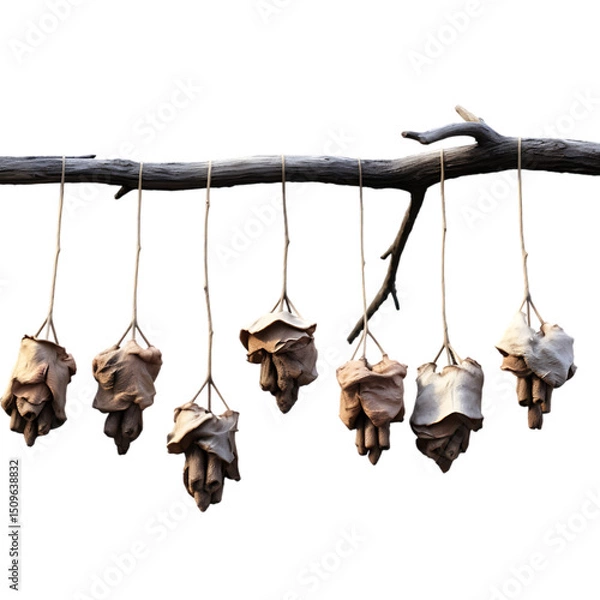 Fototapeta Ramphals Hanging on a Branch PNG Cutout Image Isolated on Transparent Backdrop with Natural Tropical Wildlife Setting