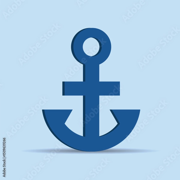Fototapeta Anchor Icon: A minimalist blue anchor symbol, symbolizing stability, hope, and maritime adventures against a soft, serene backdrop.