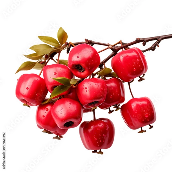 Fototapeta Realistic Rose Apples PNG Cutout Isolated on Transparent Backdrop Displaying Fresh Healthy Fruit Growing on Branch Outdoors