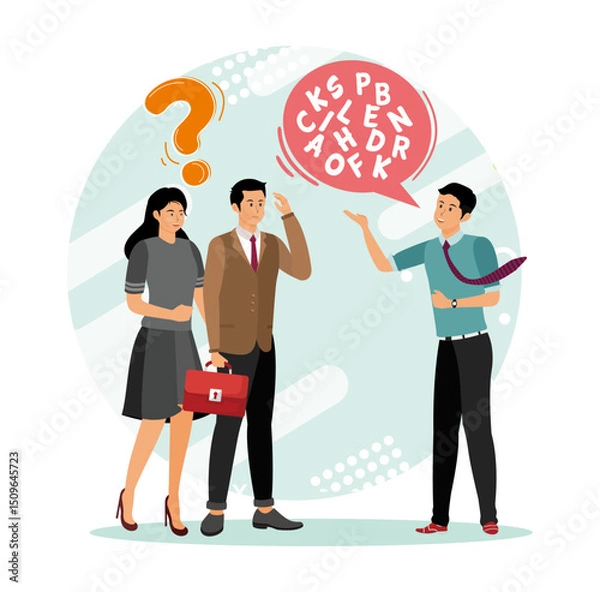 Obraz complicated conversation concept.Communicate with technical word or hard to understand language.