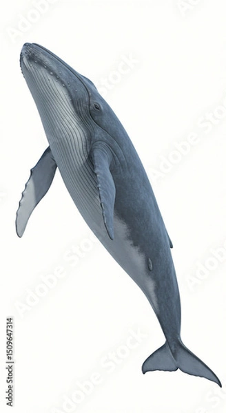 Obraz Blue Whale Isolated on White Background