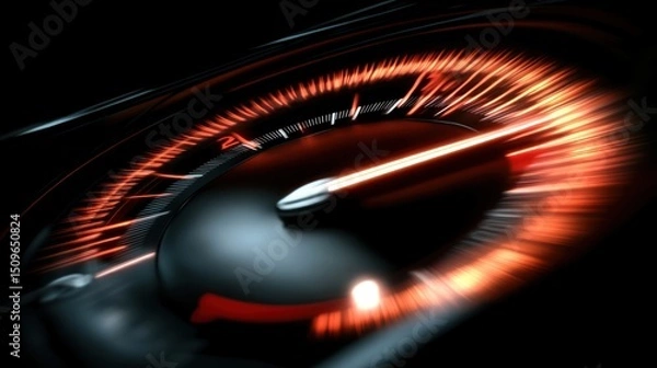 Obraz The glowing car speedometer depicts motion and rapid acceleration
