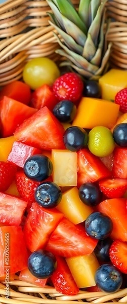 Fototapeta basket filled with fruit and a pineapple