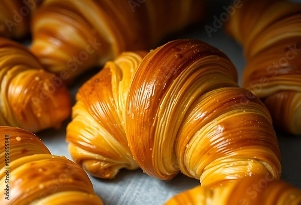 Fototapeta group of croissants sitting on top of a table