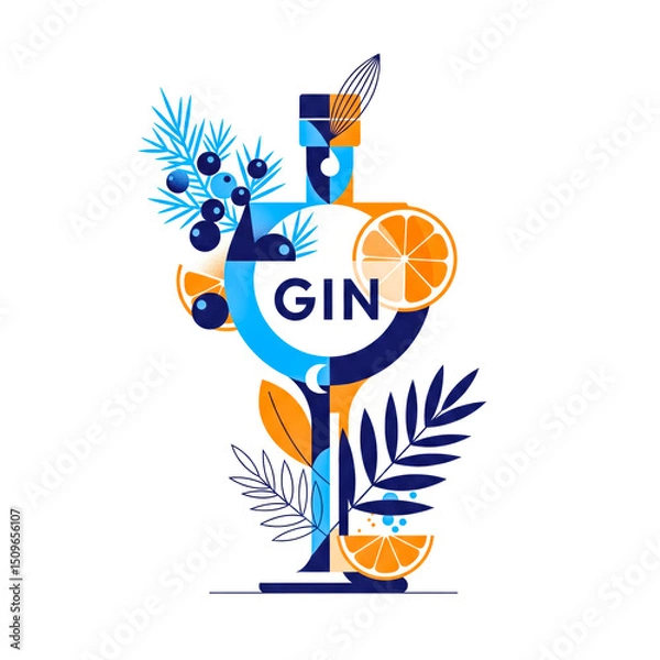 Obraz Refreshing Gin Elixir A Blend of Nature's Finest Selection