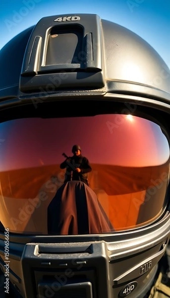 Fototapeta reflection of a person in a helmet