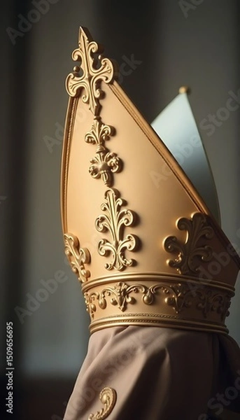 Fototapeta close up of a gold crown on a person's head